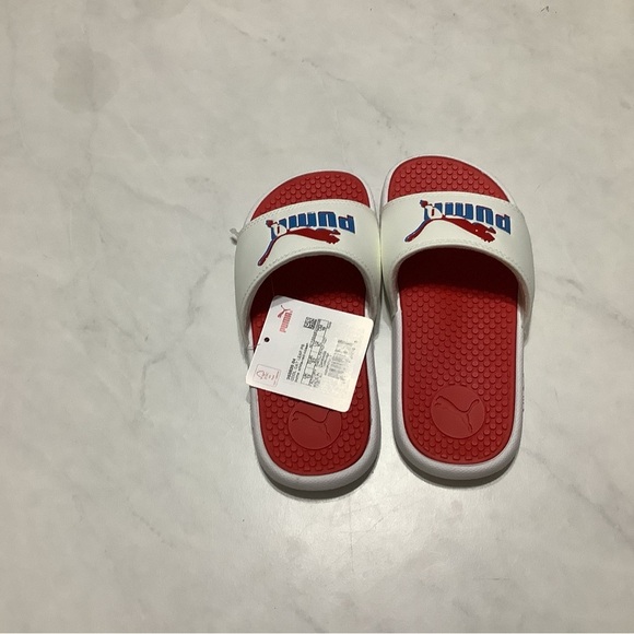 Puma Kids Red and White Sandals - Picture 3 of 5